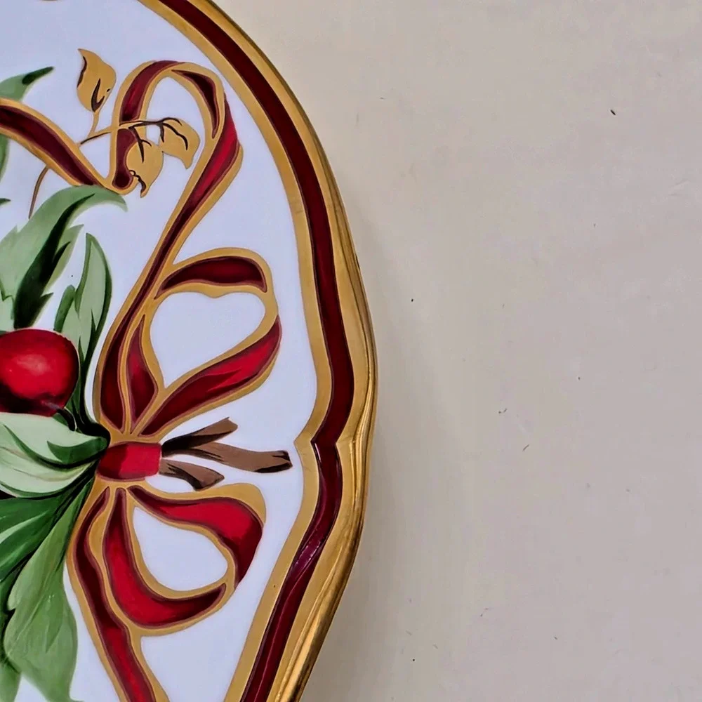 Tiffany & Co. Holiday Porcelain Dinner Plate Multicolor 24k Gold Trim Japan